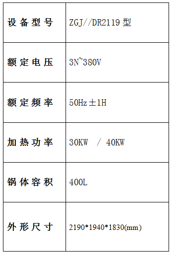 焯煮、油炸設備參數
